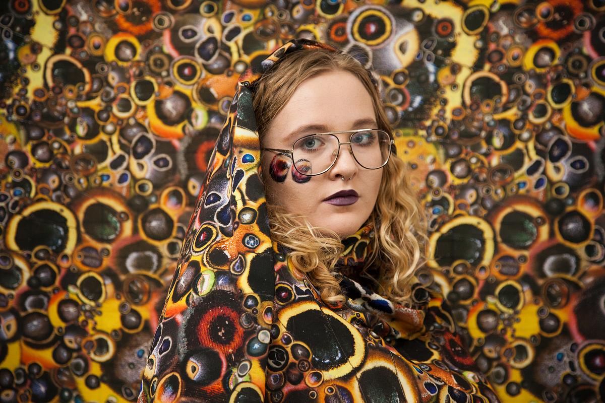 Krissie Miller, the artist's cousin, participating in 'Bewilder' at the California Academy of Sciences in San Francisco