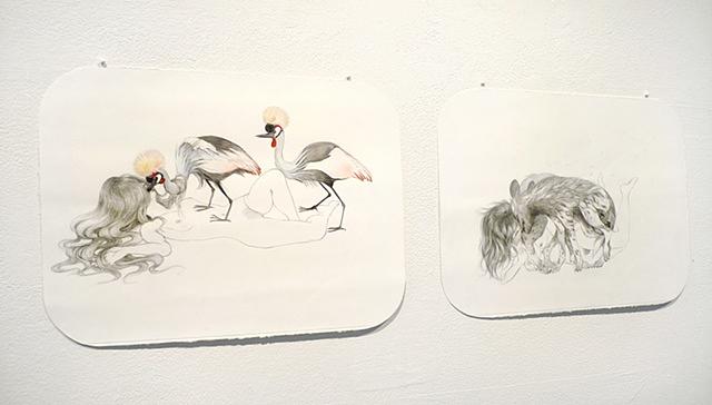 Installation view of 'Hungry for More (Nature/Nurture)' & 'Sibling Rivalry (Love Bites)