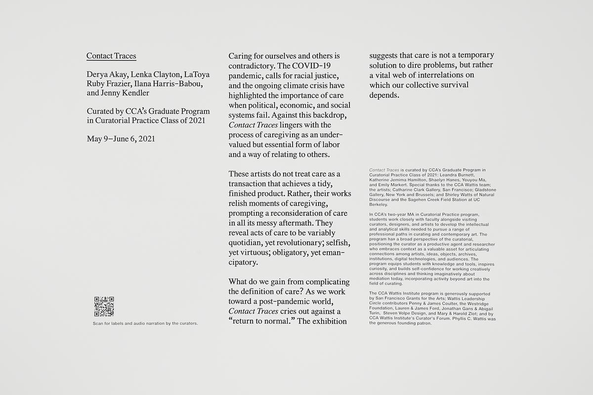 Contact Traces at the CCA Wattis ICA
