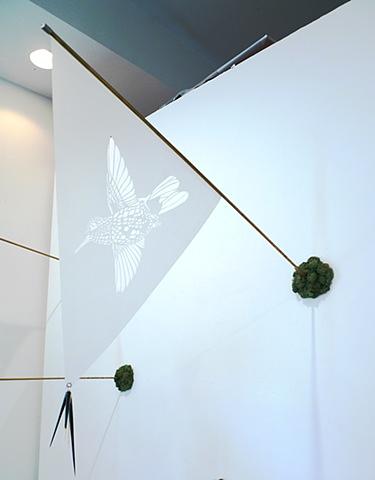 Installation view of ''Extinction Pennant (Bogota Sunangel - Extinct 1909)' Installation view of ''Extinction Pennant (Bogota Sunangel - Extinct 1909)'