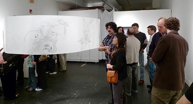 Opening night : Viewers looking at 'Arctic Cyclorama' Opening night : Viewers looking at 'Arctic Cyclorama'