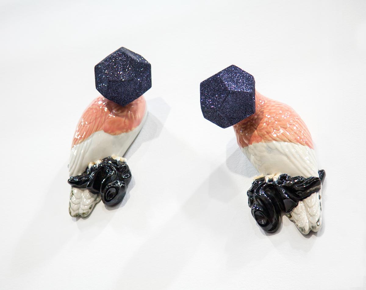 Camouflage XXXII  (Pair of Endangered Parrots with Glitter Scatter Enhancement)